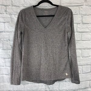 Danskin dri more Longsleeve v-neck top grey women size small